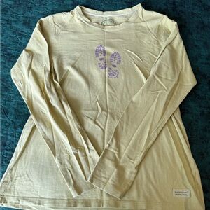 Women’s classic fit Life is Good long sleeve shirt size medium  mustard yellow